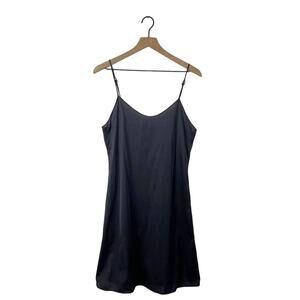 Vintage vanity fair black nylon slip dress size 36 y2k